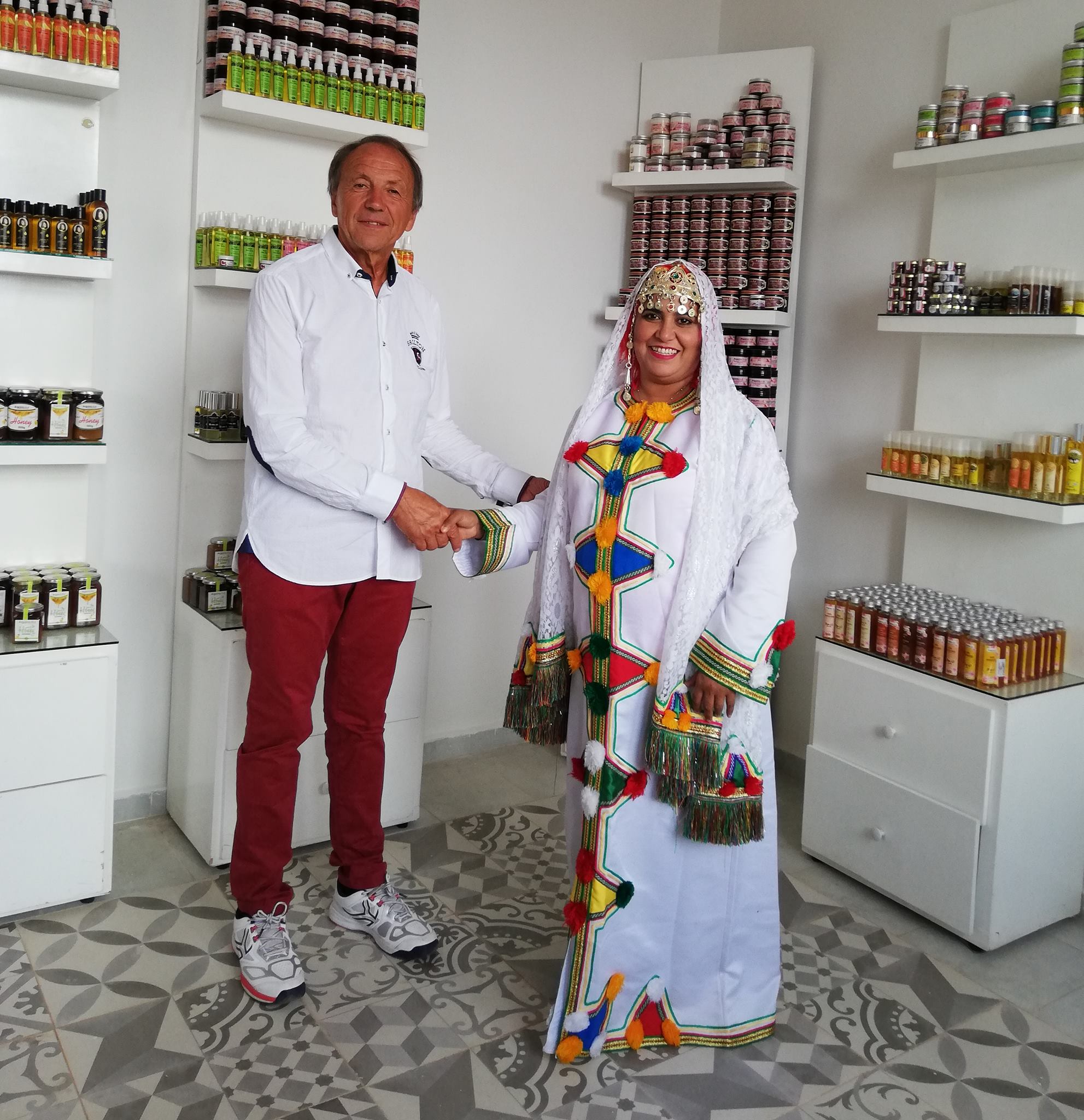 Jean Claude Larrère & Fatima Elmehni de la coopérative Arganams (Maroc)